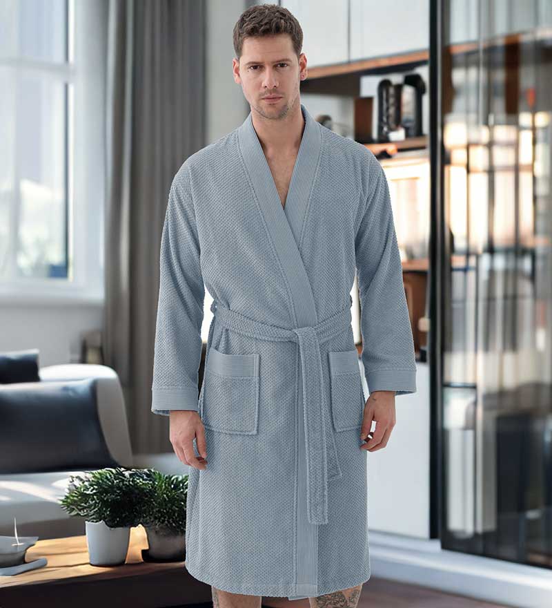 Organic terry cloth bathrobe for men