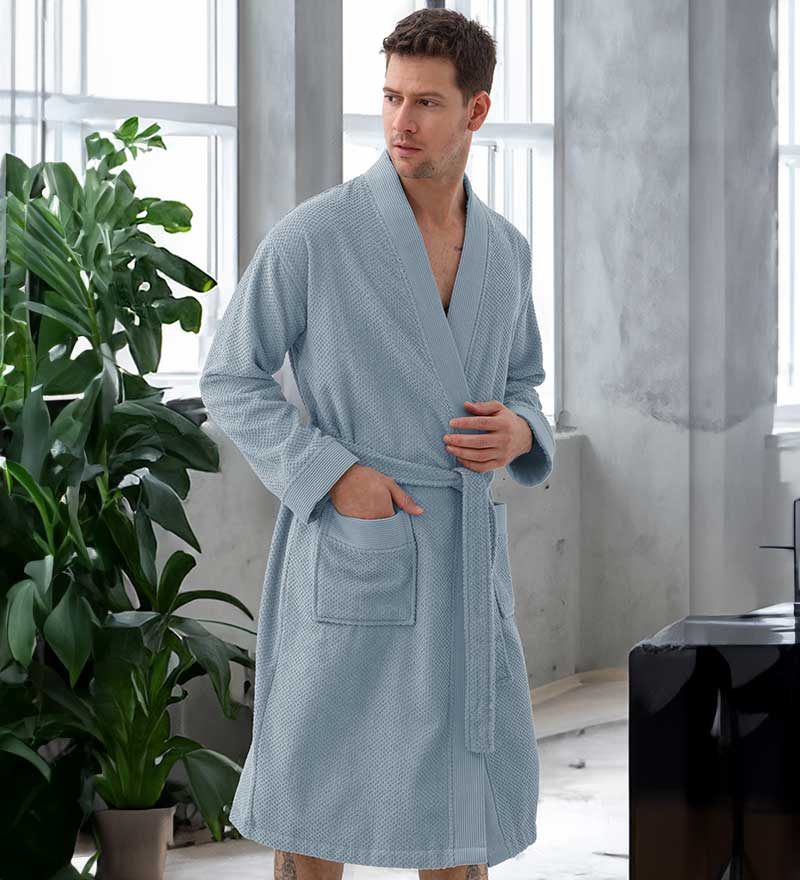 Organic terry cloth bathrobe for men